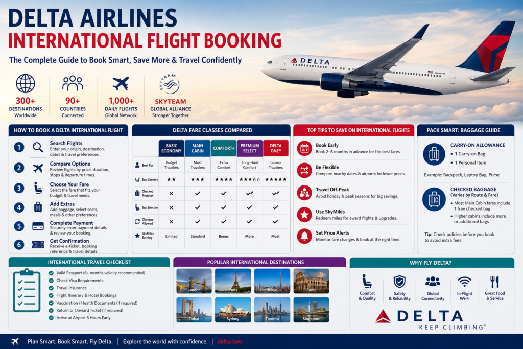 Delta Airlines International Flight Booking: The Complete Guide to Booking International Flights, Saving Money, and Traveling with Confidence